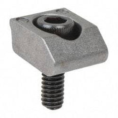 Mitee-Bite - 8-32 Screw Thread, 1/2" Wide x 0.1" High, Smooth Steel Standard Style Screw Mount Toe Clamp - 1,500 Lb Holding Force, 44" Lb Torque, 3.7 Lb Ft Torque, 25/64" Long Extension, 0.016" Throw, 8 Clamps in Package - Industrial Tool & Supply