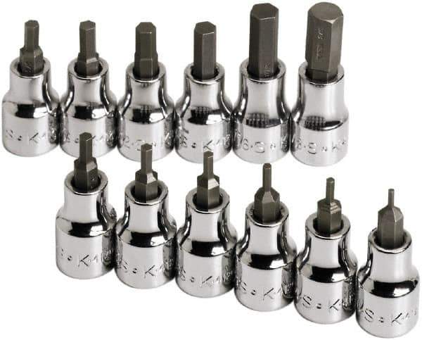 SK - 12 Piece 3/8" Drive Inch Hex Bit Socket Set - 1/16 to 3/8" Hex - Industrial Tool & Supply