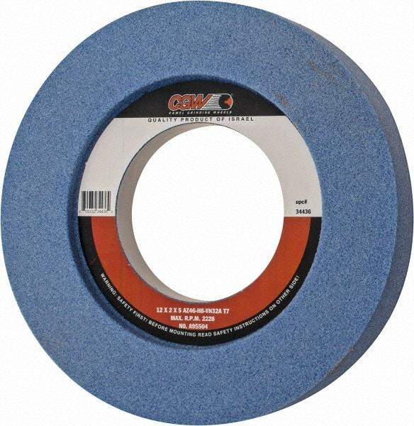 Camel Grinding Wheels - 12" Diam x 5" Hole x 2" Thick, H Hardness, 46 Grit Surface Grinding Wheel - Aluminum Oxide, Type 7, Coarse Grade, 2,228 Max RPM, Vitrified Bond, Two-Side Recess - Industrial Tool & Supply