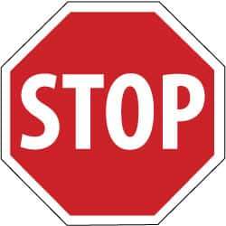 NMC - "Stop", 30" Wide x 30" High, Aluminum Stop & Yield Signs - 0.08" Thick, White on Red, High Intensity Reflectivity, Octagon, Post Mount - Industrial Tool & Supply