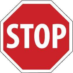 NMC - "Stop", 30" Wide x 30" High, Aluminum Stop & Yield Signs - 0.08" Thick, White on Red, High Intensity Reflectivity, Octagon, Post Mount - Industrial Tool & Supply