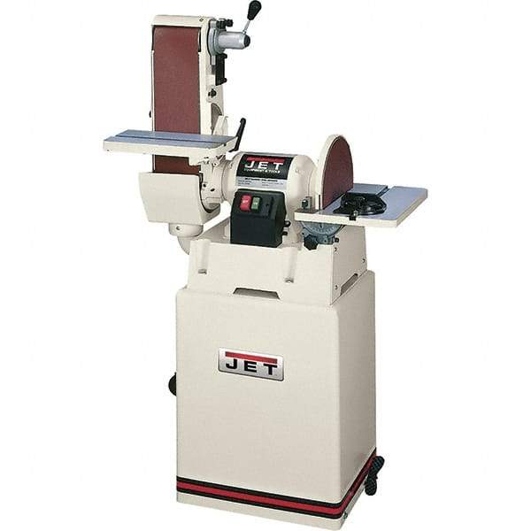 Jet - 48 Inch Long x 6 Inch Wide Belt, 12 Inch Diameter, Horizontal and Vertical Combination Sanding Machine - 2,500 Ft./min Belt Speed, 1-1/2 HP, Single Phase - Industrial Tool & Supply