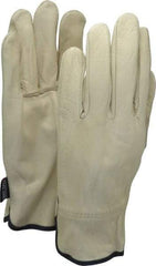 MCR Safety - Size XL (10) Grain Cowhide General Protection Work Gloves - For Work & Driver, Uncoated, Slip-On Cuff, Full Fingered, Cream/Blue, Paired - Industrial Tool & Supply