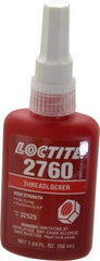 Loctite - 50 mL Bottle, Red, High Strength Liquid Threadlocker - Series 2760, 24 hr Full Cure Time, Hand Tool, Heat Removal - Industrial Tool & Supply