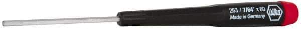 Wiha - 7/64" Precision Miniature Hex Driver - 2-23/64" Bade Length, Tapered Handle, 6-3/4" OAL - Industrial Tool & Supply