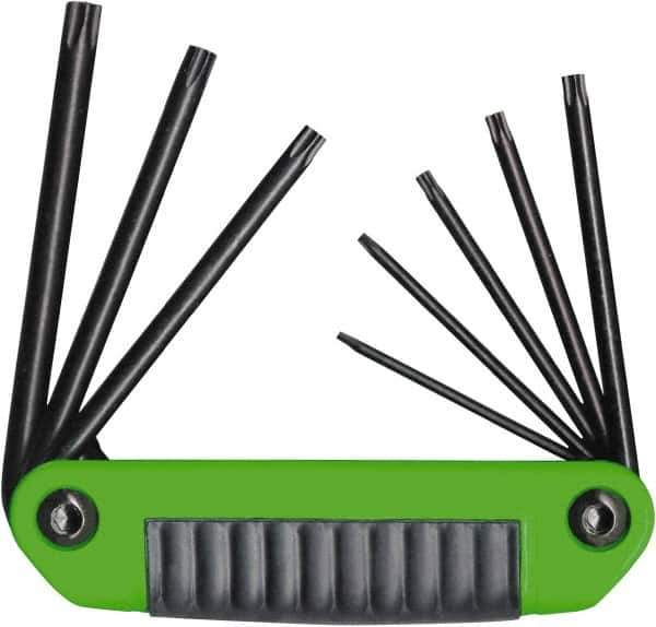 Eklind - 8 Piece T8 to T40 Steel Fold-Up Torx Key Set - T8, T10, T15, T20, T25, T27, T30, T40 Torx Size - Industrial Tool & Supply