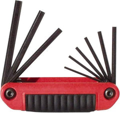 Eklind - 9 Piece Fold-Up Hex Key Set - Hex Range 5/64 to 1/4", 4-1/2" OAL, Chrome Alloy Steel - Industrial Tool & Supply