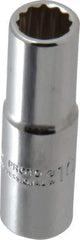 Proto - 3/8" Drive, Deep Hand Socket - 12 Points, 2-1/8" OAL, Chrome Finish - Industrial Tool & Supply