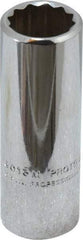 Proto - 3/8" Drive, Deep Hand Socket - 12 Points, 2-1/8" OAL, Chrome Finish - Industrial Tool & Supply