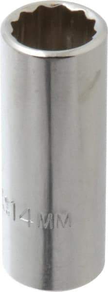 Proto - 3/8" Drive, Deep Hand Socket - 12 Points, 2-1/8" OAL, Chrome Finish - Industrial Tool & Supply