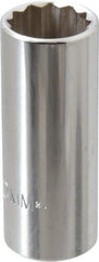Proto - 3/8" Drive, Deep Hand Socket - 12 Points, 2-3/4" OAL, Chrome Finish - Industrial Tool & Supply