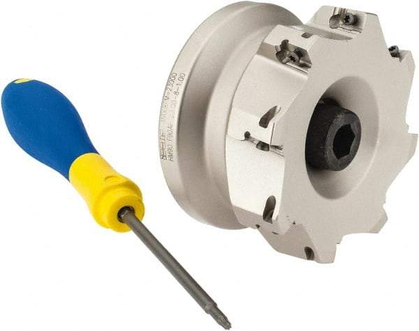 Iscar - 8 Inserts, 3" Cut Diam, 1" Arbor Diam, 0.39" Max Depth of Cut, Indexable Square-Shoulder Face Mill - 0/90° Lead Angle, 1-3/4" High, AP..1003.. & HM90 AP..1003.. Insert Compatibility, Series HM90 - Industrial Tool & Supply