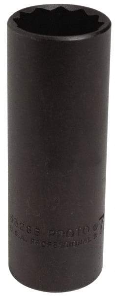 Proto - 7/8", 1/2" Drive, Deep Hand Socket - 12 Points, 3-1/4" OAL, Alloy Steel, Black Finish - Industrial Tool & Supply