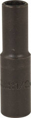 Proto - 1/2", 1/2" Drive, Deep Hand Socket - 12 Points, 3-1/4" OAL, Alloy Steel, Black Finish - Industrial Tool & Supply