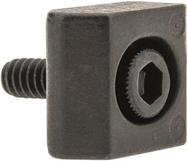 Mitee-Bite - 4-40 Screw Thread, 3/8" Wide x 0.075" High, Serrated Steel Standard Style Screw Mount Toe Clamp - 650 Lb Holding Force, 16" Lb Torque, 1.33 Lb Ft Torque, 0.26" Long Extension, 0.0075" Throw, 8 Clamps in Package - Industrial Tool & Supply