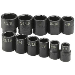 SK - 1/2" Drive Standard Impact Socket Set - 1/2 to 1-1/8", Inch Measurement Standard - Industrial Tool & Supply