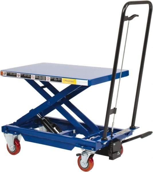 Value Collection - 400 Lb Capacity Hydraulic Scissor Elevating Cart - 8-3/4" to 29" Lift Height, 27-1/2" Platform Length x 17-5/8" Platform Width - Industrial Tool & Supply