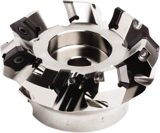 Seco - 176mm Cut Diam, 40mm Arbor Hole, 7.5mm Max Depth of Cut, 45° Indexable Chamfer & Angle Face Mill - 10 Inserts, SE.. 1505 Insert, Right Hand Cut, 10 Flutes, Series QuattroMill - Industrial Tool & Supply