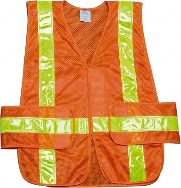 Ability One - High Visibility Vest - CL2 ORG/YLW UNIV FRONT CLOSE SAFETY VEST - Industrial Tool & Supply