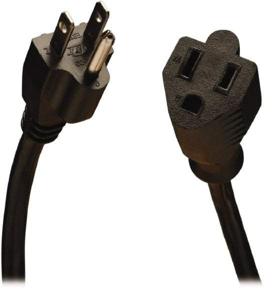 Tripp-Lite - 15', 18/3 Gauge/Conductors, Black Indoor Replacement Cord - 0 Receptacles, 10 Amps, 120 VAC, UL SJT, NEMA 5-15P - Industrial Tool & Supply