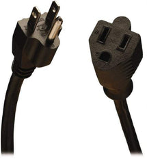Tripp-Lite - 15', 18/3 Gauge/Conductors, Black Indoor Replacement Cord - 0 Receptacles, 10 Amps, 120 VAC, UL SJT, NEMA 5-15P - Industrial Tool & Supply