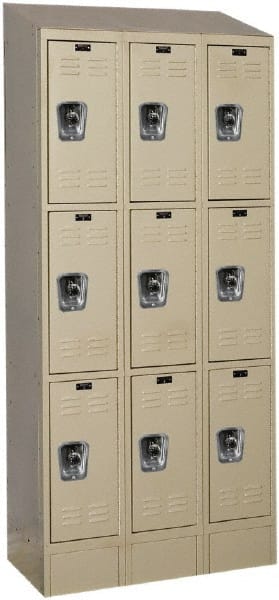 Hallowell - 9 Door, 3 Tier, Ready-Built Wardrobe & Box Lockers - Industrial Tool & Supply