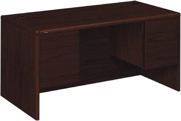 Hon - High Pressure Laminate Double Pedestal Desk - 60" Wide x 30" Deep x 29-1/2" High, Mahogany - Industrial Tool & Supply