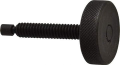 Gibraltar - 1/4-20 Knurled Shoulderless Swivel Pad Tip Steel Thumb Screw - 1-13/16" OAL, 1" Head Diam x 5/16" Head Height, Black Oxide Finish - Industrial Tool & Supply