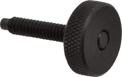 Gibraltar - #10-24 Knurled Shoulderless Dog Point Tip Grade 12L14 Steel Thumb Screw - 1-1/4" OAL, 3/4" Head Diam x 1/4" Head Height, Black Oxide Finish - Industrial Tool & Supply