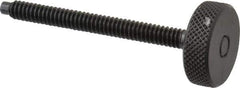 Gibraltar - #10-24 Knurled Shoulderless Dog Point Tip Grade 12L14 Steel Thumb Screw - 2-1/4" OAL, 3/4" Head Diam x 1/4" Head Height, Black Oxide Finish - Industrial Tool & Supply