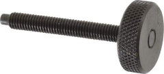 Gibraltar - #10-32 Knurled Shoulderless Dog Point Tip Grade 12L14 Steel Thumb Screw - 1-3/4" OAL, 3/4" Head Diam x 1/4" Head Height, Black Oxide Finish - Industrial Tool & Supply