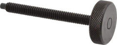 Gibraltar - 1/4-20 Knurled Shoulderless Dog Point Tip Grade 12L14 Steel Thumb Screw - 2-13/16" OAL, 1" Head Diam x 5/16" Head Height, Black Oxide Finish - Industrial Tool & Supply