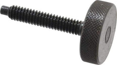 Gibraltar - 1/4-20 Knurled Shoulderless Dog Point Tip Grade 12L14 Steel Thumb Screw - 1-13/16" OAL, 1" Head Diam x 5/16" Head Height, Black Oxide Finish - Industrial Tool & Supply