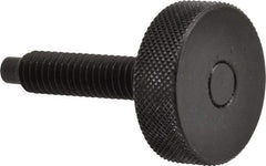 Gibraltar - 5/16-18 Knurled Shoulderless Dog Point Tip Grade 12L14 Steel Thumb Screw - 1-7/8" OAL, 1-1/8" Head Diam x 3/8" Head Height, Black Oxide Finish - Industrial Tool & Supply