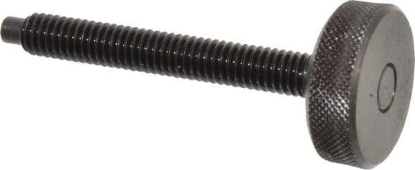Gibraltar - 5/16-18 Knurled Shoulderless Dog Point Tip Grade 12L14 Steel Thumb Screw - 2-7/8" OAL, 1-1/8" Head Diam x 3/8" Head Height, Black Oxide Finish - Industrial Tool & Supply