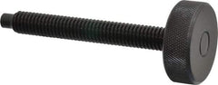 Gibraltar - 3/8-16 Knurled Shoulderless Dog Point Tip Grade 12L14 Steel Thumb Screw - 3-7/16" OAL, 1-1/4" Head Diam x 7/16" Head Height, Black Oxide Finish - Industrial Tool & Supply