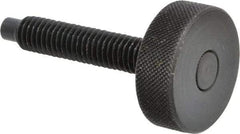 Gibraltar - 3/8-16 Knurled Shoulderless Dog Point Tip Grade 12L14 Steel Thumb Screw - 2-1/2" OAL, 1-1/4" Head Diam x 7/16" Head Height, Black Oxide Finish - Industrial Tool & Supply