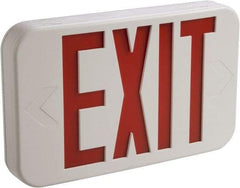 Cooper Lighting - 1 and 2 Face, 3 Watt, White, Thermoplastic, LED, Illuminated Exit Sign - 120/277 VAC, Nickel Cadmium, Ceiling Mounted, End Mounted, Wall Mounted, 11-11/16 Inch Long x 1-3/4 Inch Wide x 7-1/2 Inch High - Industrial Tool & Supply