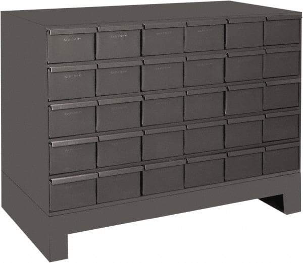 Durham - 30 Drawer, Small Parts Steel Storage Cabinet - 11-3/4" Deep x 34" Wide x 26-7/8" High - Industrial Tool & Supply