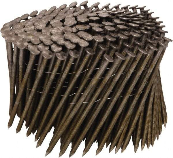 Stanley Bostitch - 11 Gauge 0.12" Shank Diam 3-1/4" Long Framing Nails for Power Nailers - Steel, Bright Finish, Ring Shank, Coil Wire Collation, Round Head, Chisel Point - Industrial Tool & Supply
