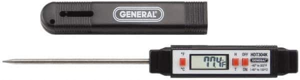 General - -40 to 302°F, -40 to 150°C, Digital Pocket Thermometer - Accurate to 1.8°F, Stainless Steel - Industrial Tool & Supply