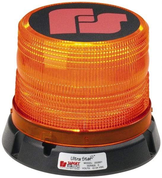 Federal Signal Emergency - Class I Candelas, 95, 120 & 60 FPM, Permanent 1" Pipe Mount Emergency LED Beacon Light Assembly - Powered by 12 to 24 Volts, Amber - Industrial Tool & Supply