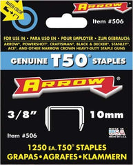 Arrow - 3/8" Wide High Carbon Steel Heavy-Duty Staples - 3/8" Leg Length - Industrial Tool & Supply