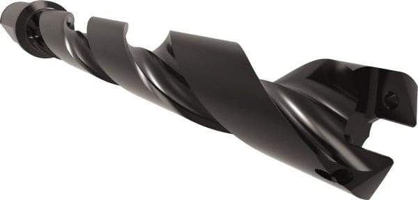 Allied Machine and Engineering - Series 29, 29 to 32mm Diam, 1-1/4" Diam Straight Shank with Flange, Helical Flute Spade Drill - 8-13/16" Max Depth, 10-27/64" Body Length, 12-45/64" OAL, Standard Length, Through Coolant - Industrial Tool & Supply