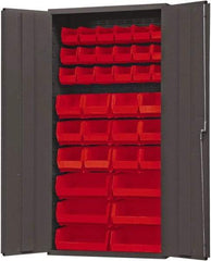 Durham - 36 Bin Storage Cabinet - Steel, 36" Wide x 18" Deep x 72" High, Yellow - Industrial Tool & Supply