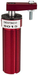 De-Sta-Co - 25 Lb Clamping Force, Right Hand Swing, 21.59mm Total Stroke, Single-Acting Pneumatic Swing Clamp - 10-32 Port, 72.9mm Body Length x 31.8mm Body Width, 4.1 cm3 (Clamp), 130 Max psi - Industrial Tool & Supply