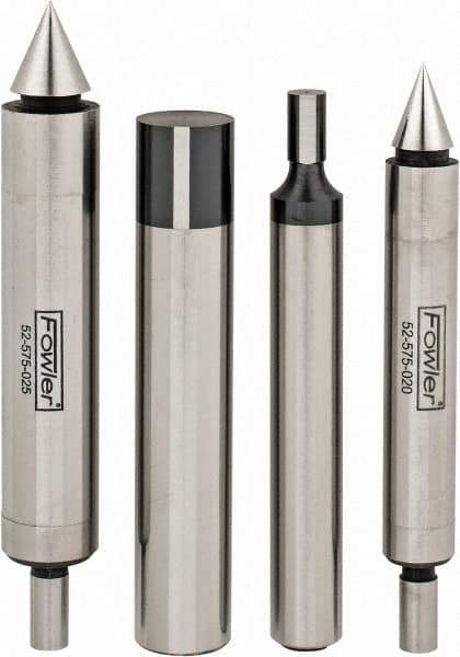 Fowler - 3/8 Inch Shank Diameter, 0.0002 Inch Accuracy, Double, Single End, Edge Finder Set - 0.5 Inch Head Diameter, Conical, Cylindrical Head Type, Includes 4 Attachments, Wooden Case, 4 Pieces - Industrial Tool & Supply