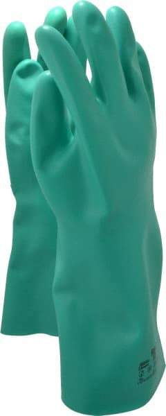 Ansell - Size XL (10), 15" Long, 22 mil Thick, Nitrile Chemical Resistant Gloves - Textured Finish, Straight Cuff, ANSI Abrasion Level 5, ANSI Cut Level 0, Green, FDA Approved - Industrial Tool & Supply