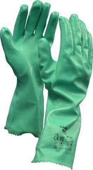 Ansell - Size XL (10), 14" Long, 47 mil Thick, Supported, Nitrile Chemical Resistant Gloves - Textured Finish, Cotton Interlock Knit Lined, Gauntlet Cuff, ANSI Abrasion Level 4, ANSI Cut Level 1, Green, FDA Approved - Industrial Tool & Supply