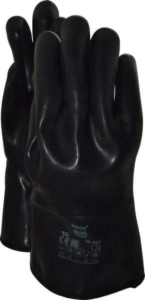 Ansell - Size L (10), 12" Long, 105 mil Thick, Supported, Neoprene Chemical Resistant Gloves - Smooth Finish, Cotton Interlock Knit Lined, Gauntlet Cuff, Black - Industrial Tool & Supply